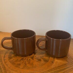 FORLIFE Design Set of Two Brown Ceramic Coffee Mugs Cups